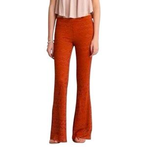 American Eagle Burnt Orange Lace Wide Leg Casual Pants Womens Size L